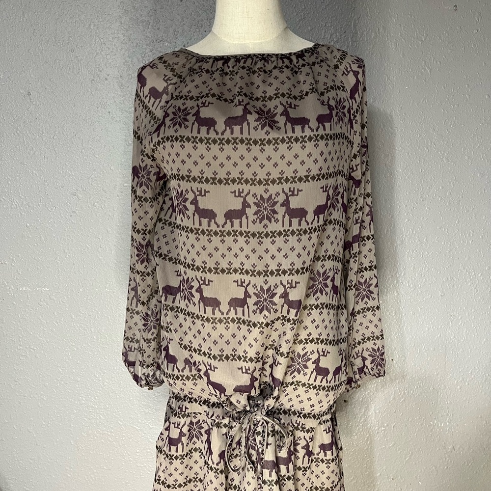 Chocol Raffine Robe • Women’s 3/4 sleeve Rain Deer Robe - Picture 10 of 13